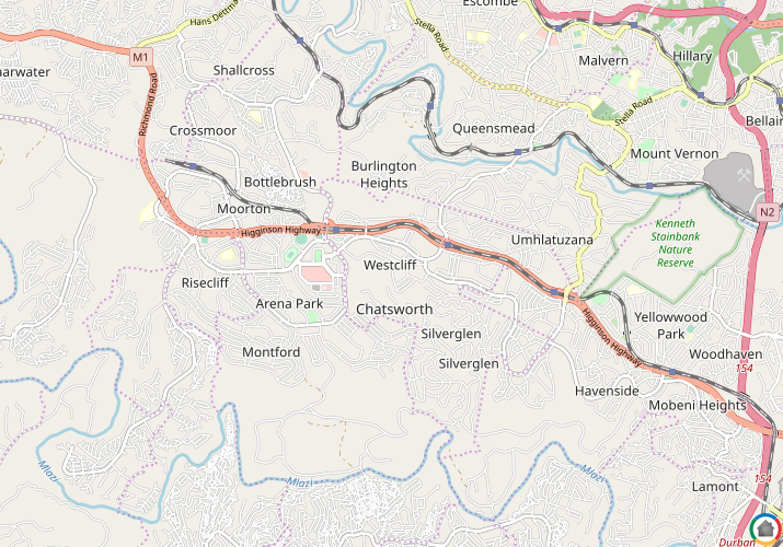 Map location of Westcliff - DBN